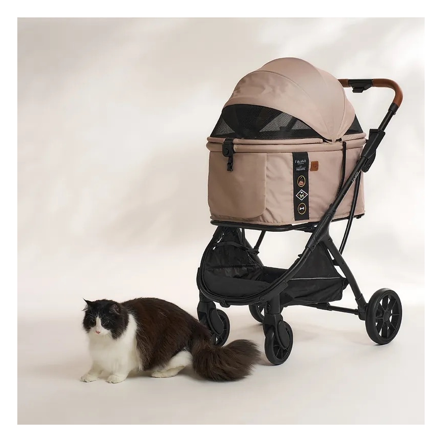 Fikago - Carrinho de passeio para cães e gatos AGILE HUGGY bege