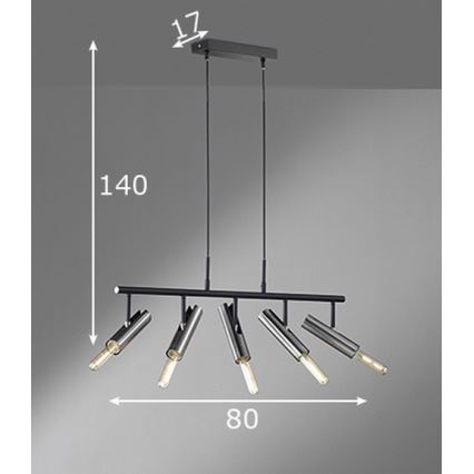 Fischer & Honsel 60369 - Candelabro suspenso DEAN 5xE27/25W/230V