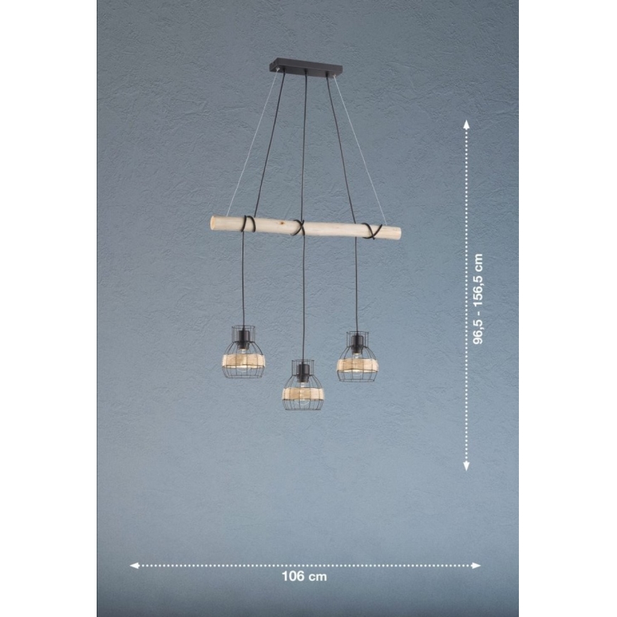 Fischer & Honsel 60798 - Candelabro suspenso STRAW 3xE27/40W/230V