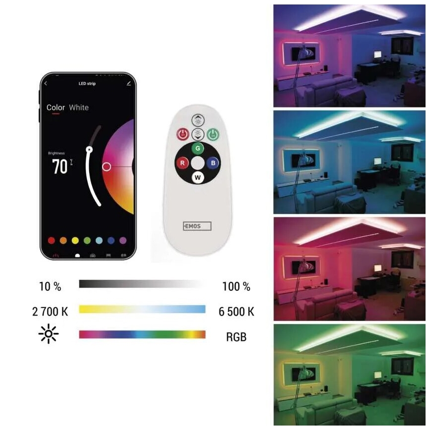 Fita LED RGB+CCT Regulável GOSMART LED/21W/230V 5 m 2700-6500K IP44 Wi-Fi + controlo remoto