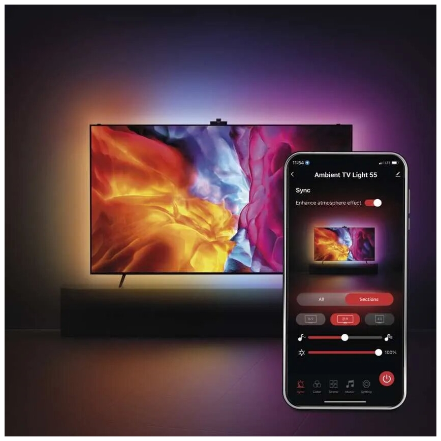 Fita LED RGBIC com regulação para TV GoSmart LED/24W/230V 55“