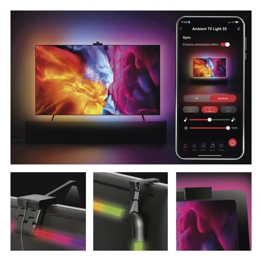 Fita LED RGBIC com regulação para TV GoSmart LED/24W/230V 55“