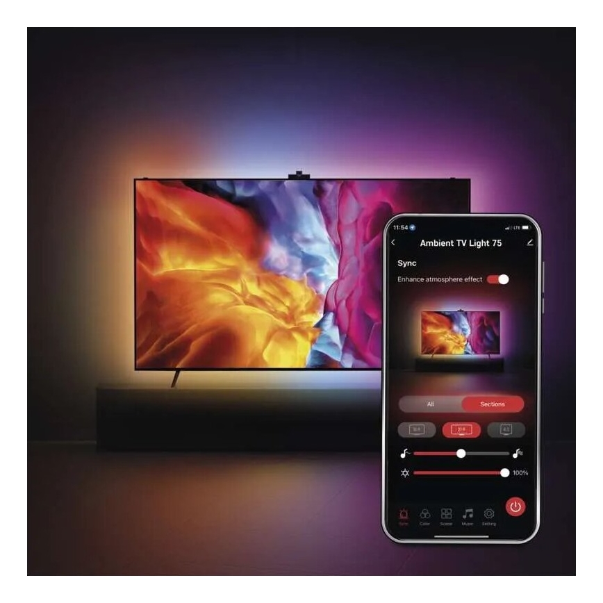 Fita LED RGBIC para TV GoSmart LED/24W/230V 75“