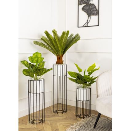 Floreira de metal LOFT 42x20 cm preto/branco
