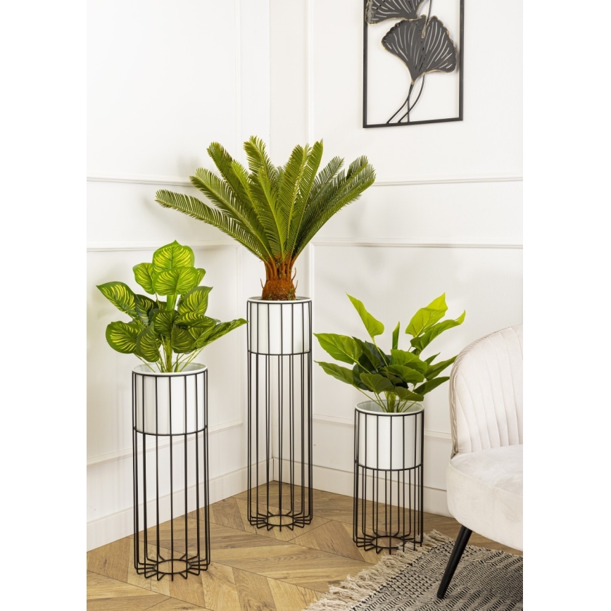 Floreira de metal LOFT 42x20 cm preto/branco