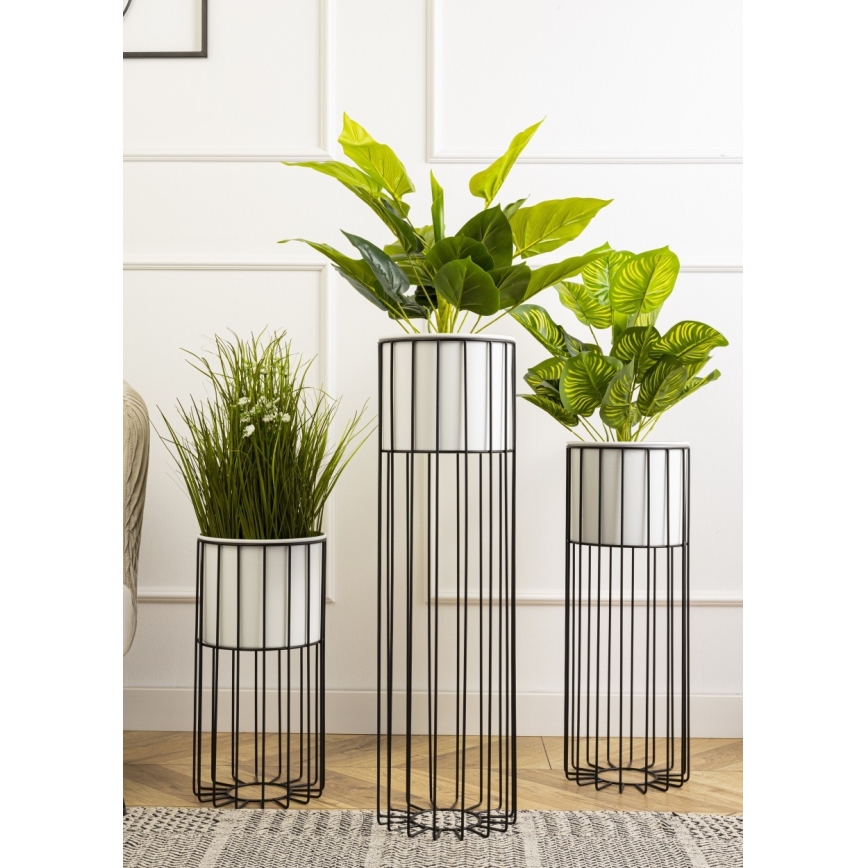 Floreira de metal LOFT 42x20 cm preto/branco