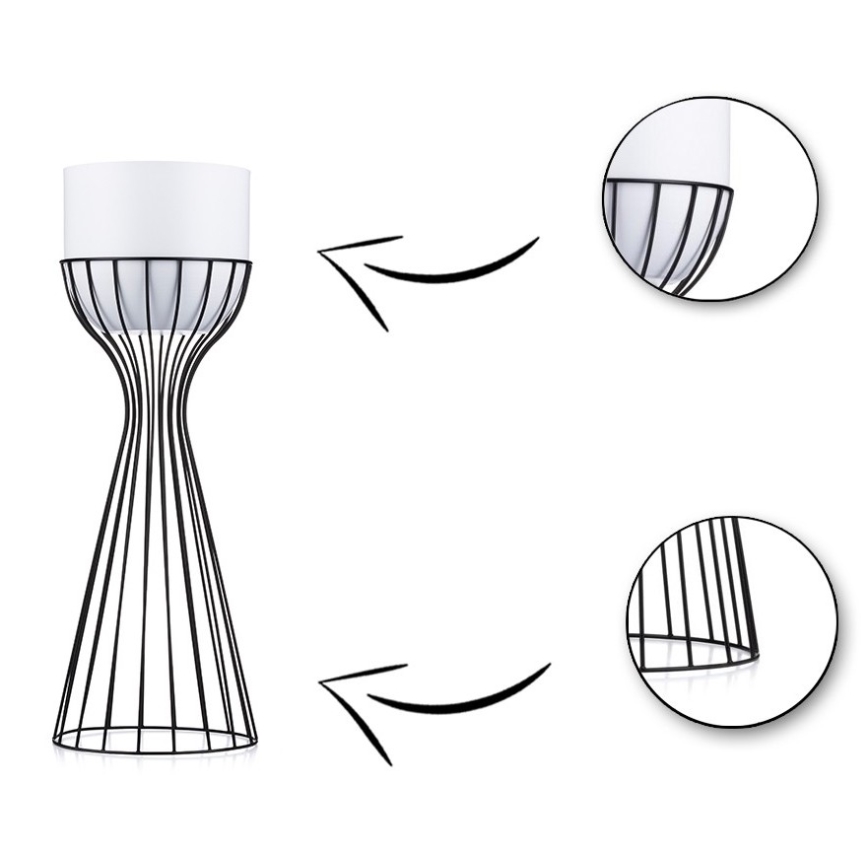 Floreira de metal LOFT 46x20 cm preto/branco