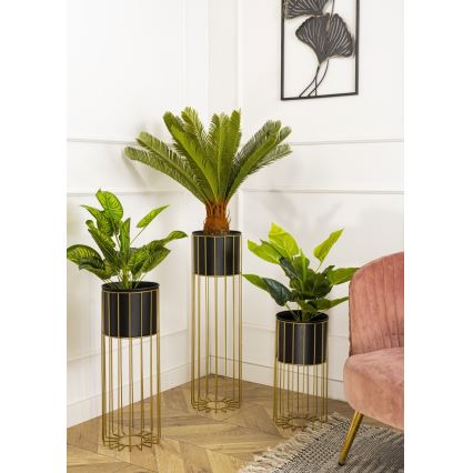 Floreira de metal LOFT 55x20 cm dourada/preto