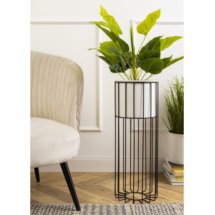 Floreira de metal LOFT 55x20 cm preto/branco