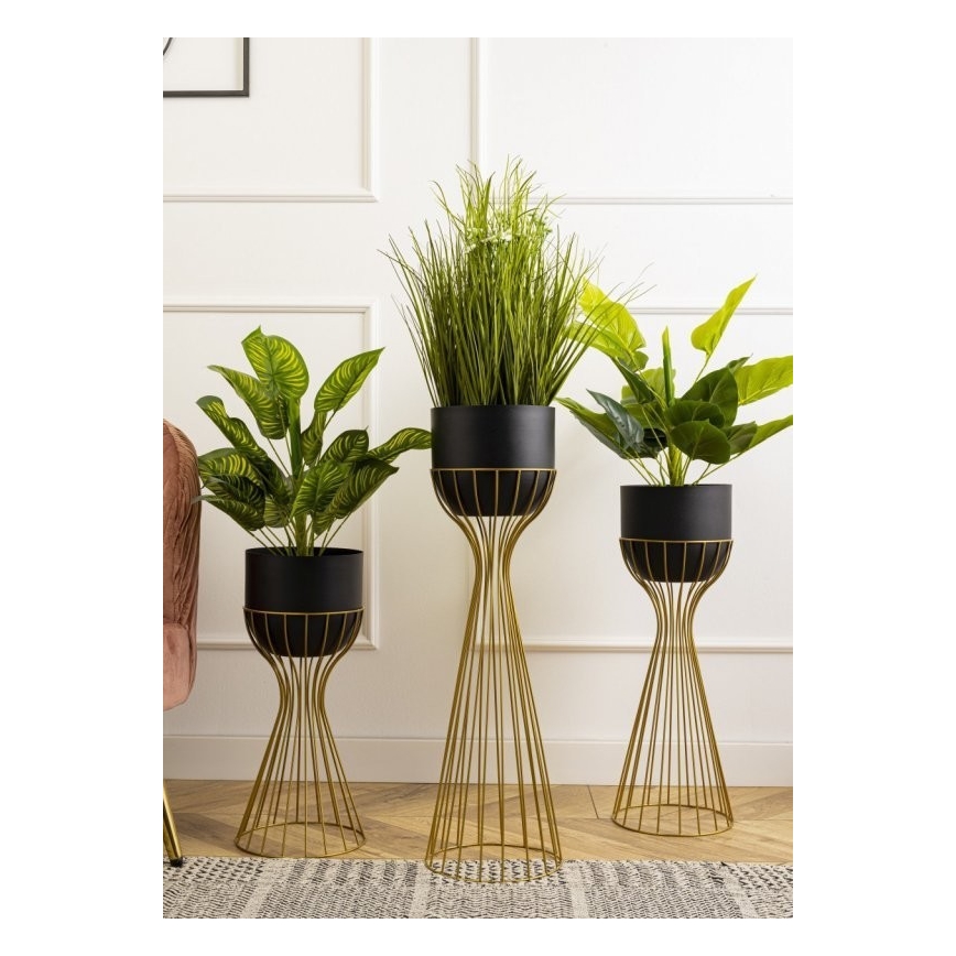 Floreira de metal LOFT 56x20 cm dourada/preto