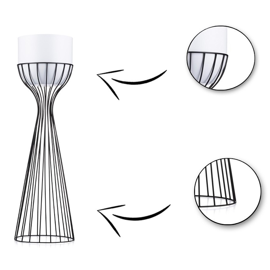 Floreira de metal LOFT 56x20 cm preto/branco