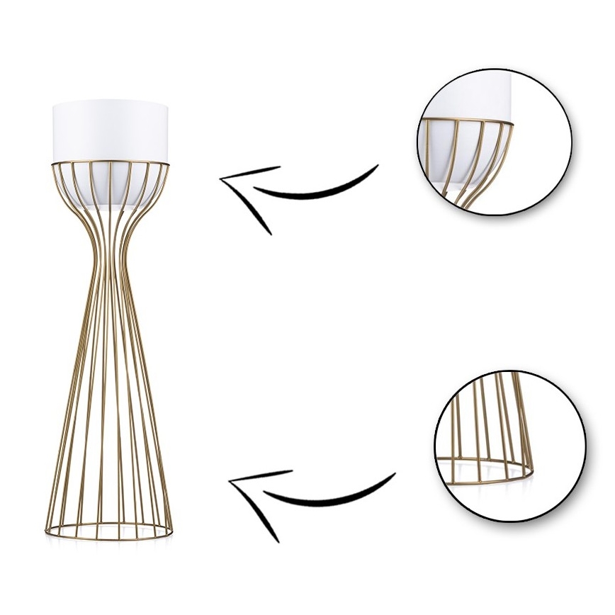 Floreira de metal LOFT 68x20 cm dourada/branco