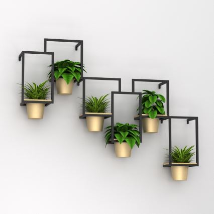 Floreira de parede 46x53 cm dourado