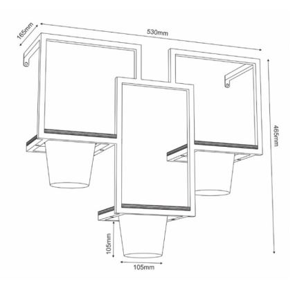 Floreira de parede 46x53 cm dourado