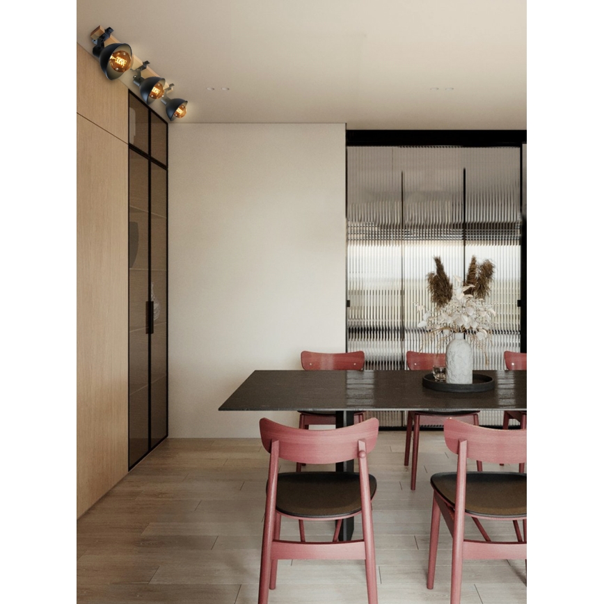 Foco 3xE27/40W/230V faia/preto