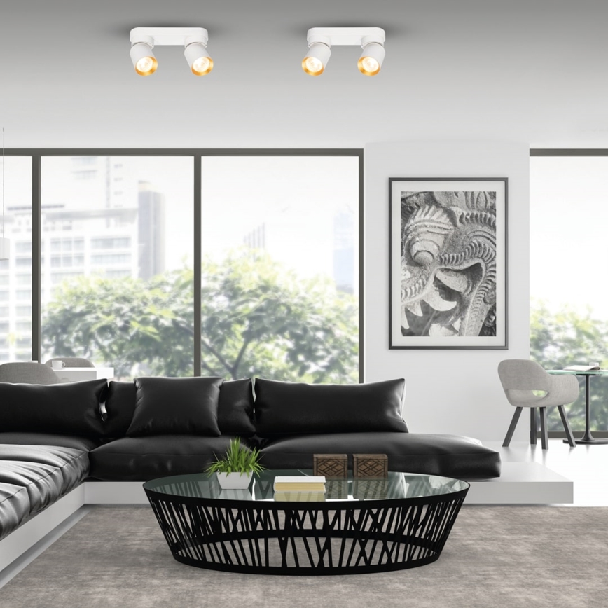 Foco ANDY 2xGU10/8W/230V branco/dourada