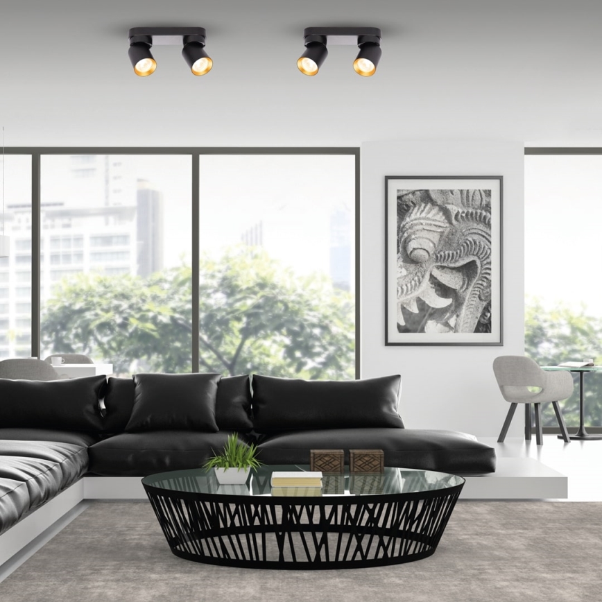 Foco ANDY 2xGU10/8W/230V preto/dourada