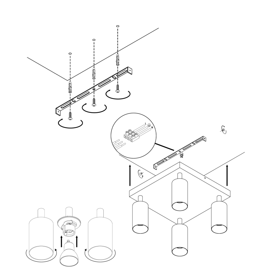 Foco ANGIE 4xGU10/35W/230V preto