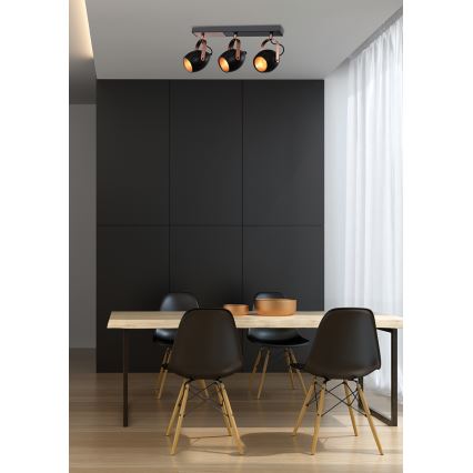 Foco ANICA 3xE14/40W/230V preto/cobre