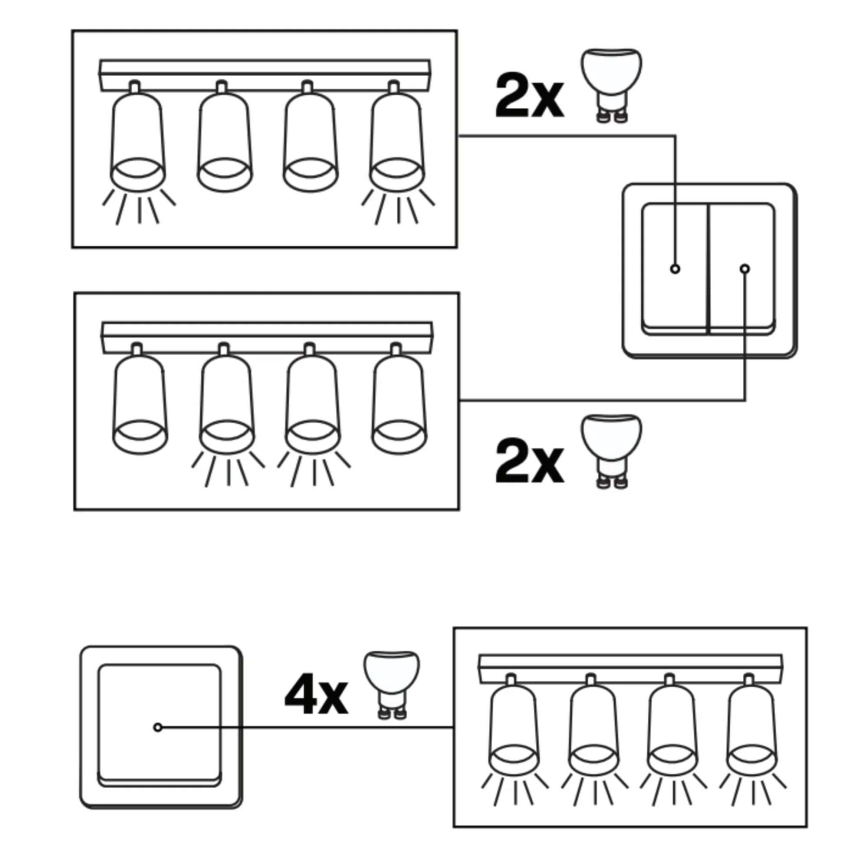 Foco BAMBOO 4xGU10/10W/230V preto