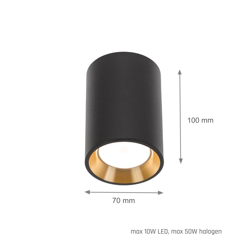 Foco CHLOE 1xGU10/35W/230V redondo preto/dourada