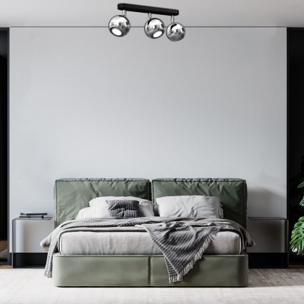 Foco COMET 3xGU10/8W/230V preto/cromado brilhante