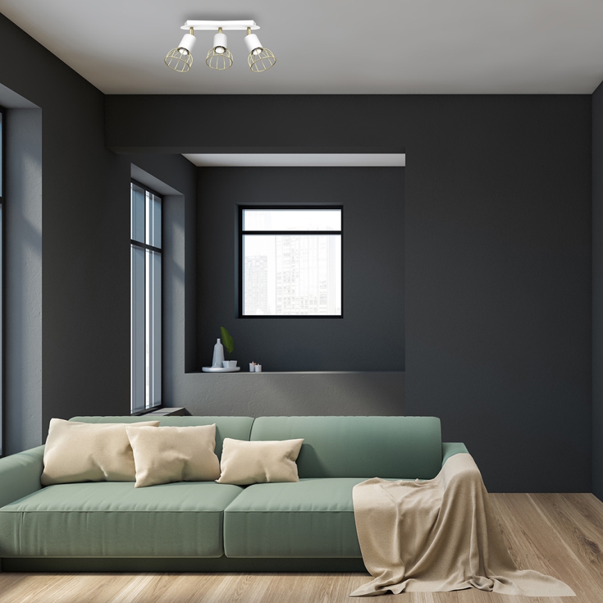 Foco DANTE 3xGU10/25W/230V branco/dourado