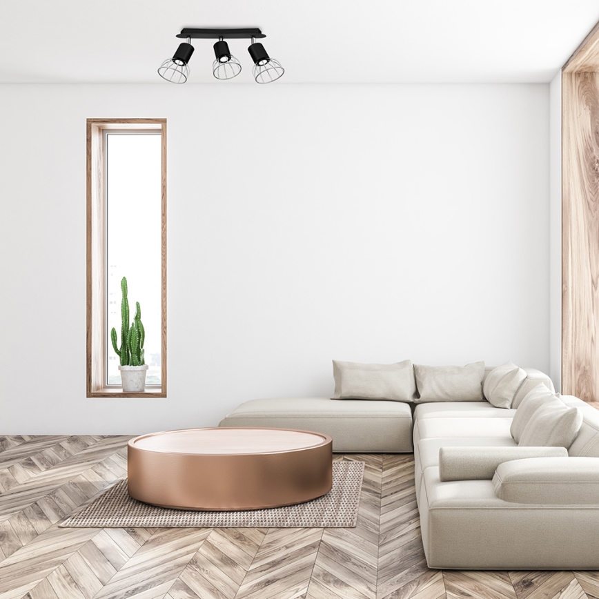 Foco DANTE 3xGU10/25W/230V preto/cromado brilhante