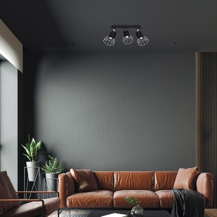 Foco DANTE 3xGU10/25W/230V preto/cromado brilhante