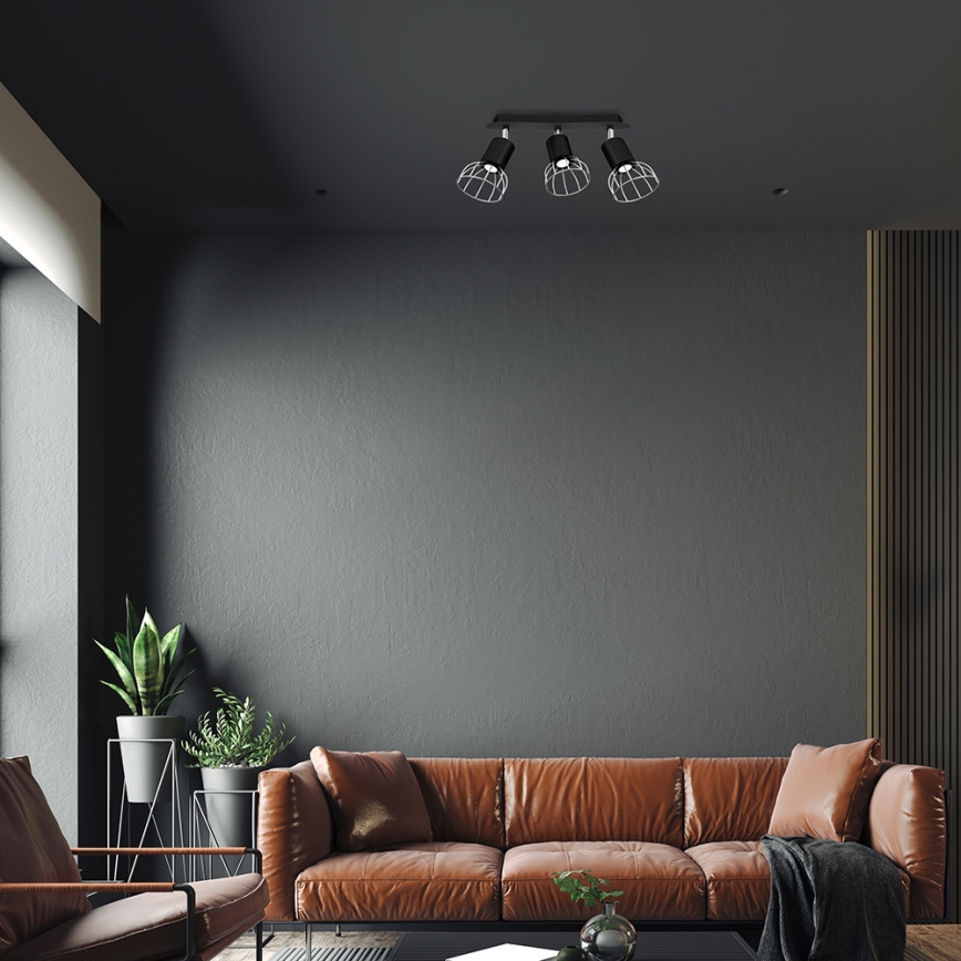 Foco DANTE 3xGU10/25W/230V preto/cromado brilhante