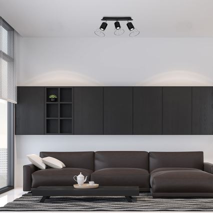 Foco DANTE 3xGU10/25W/230V preto/cromado brilhante