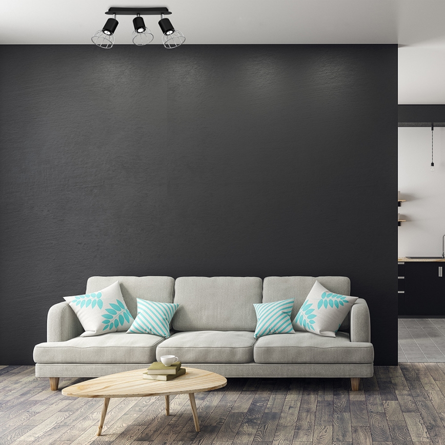 Foco DANTE 3xGU10/25W/230V preto/cromado brilhante