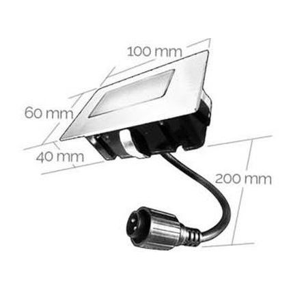 Foco de encastrar exterior LED EASY CONNECT LED/2W/230V 3000K IP67 retangular