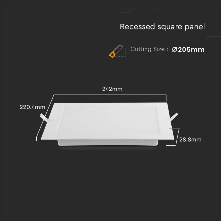 Foco de encastrar LED LED/18W/230V 22x22 cm 4000K branco