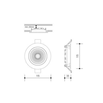 Foco de encastrar LED LED/18W/230V 3000K diâmetro 11,5 cm preto