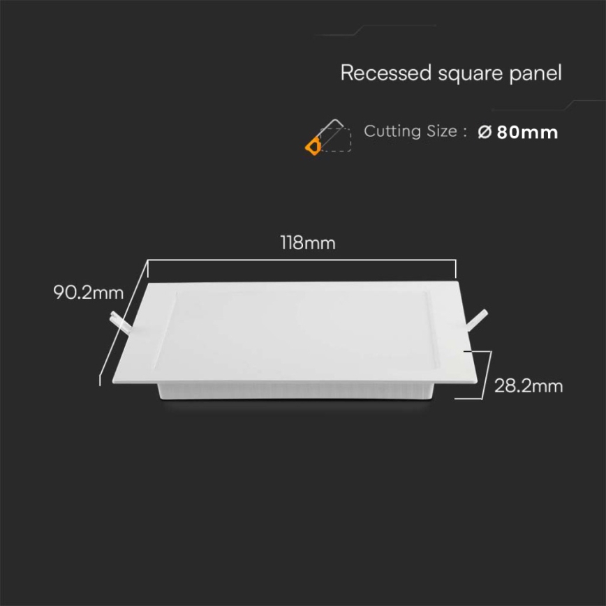Foco de encastrar LED LED/3W/230V 9x9 cm 3000K branco