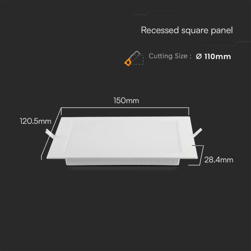 Foco de encastrar LED LED/6W/230V 12x12 cm 3000K branco