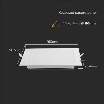 Foco de encastrar LED LED/6W/230V 12x12 cm 4000K branco