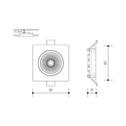 Foco de encastrar LED LED/6W/230V 3000K 8,5x8,5 cm branco