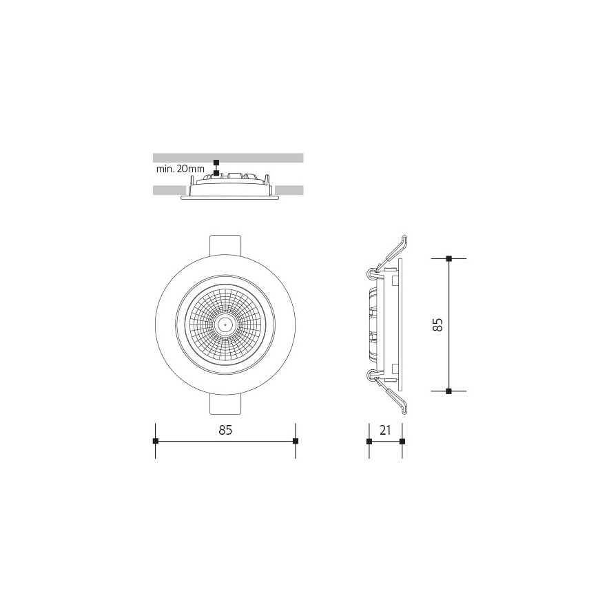 Foco de encastrar LED LED/6W/230V 3000K diâmetro 8,5 cm branco