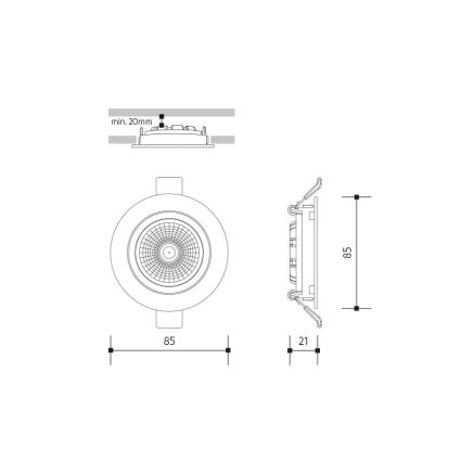 Foco de encastrar LED LED/6W/230V 3000K diâmetro 8,5 cm preto