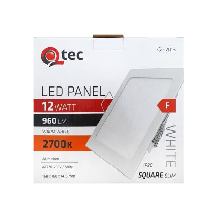 Foco de encastrar LED QTEC LED/12W/230V 2700K 16,8x16,8 cm