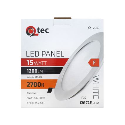Foco de encastrar LED QTEC LED/15W/230V 2700K diâmetro 18,8 cm