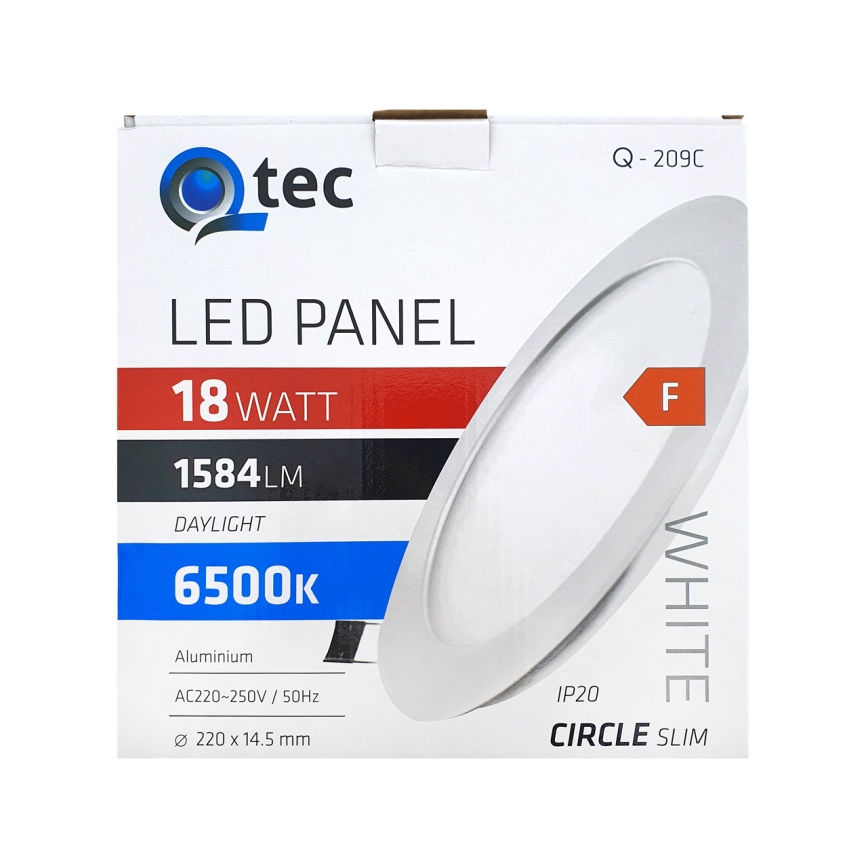 Foco de encastrar LED QTEC LED/18W/230V 6500K diâmetro 22 cm