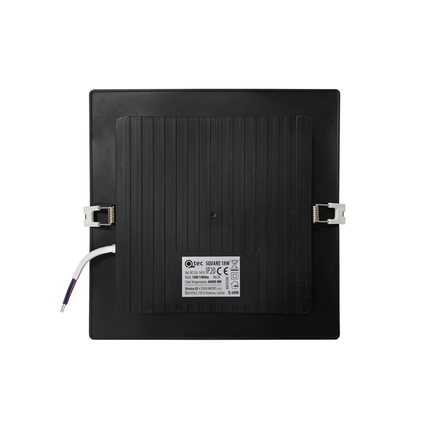 Foco de encastrar LED SQUARE LED/18W/230V 4000K 22x22 cm preto