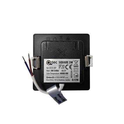 Foco de encastrar LED SQUARE LED/3W/230V 4000K 9x9 cm preto