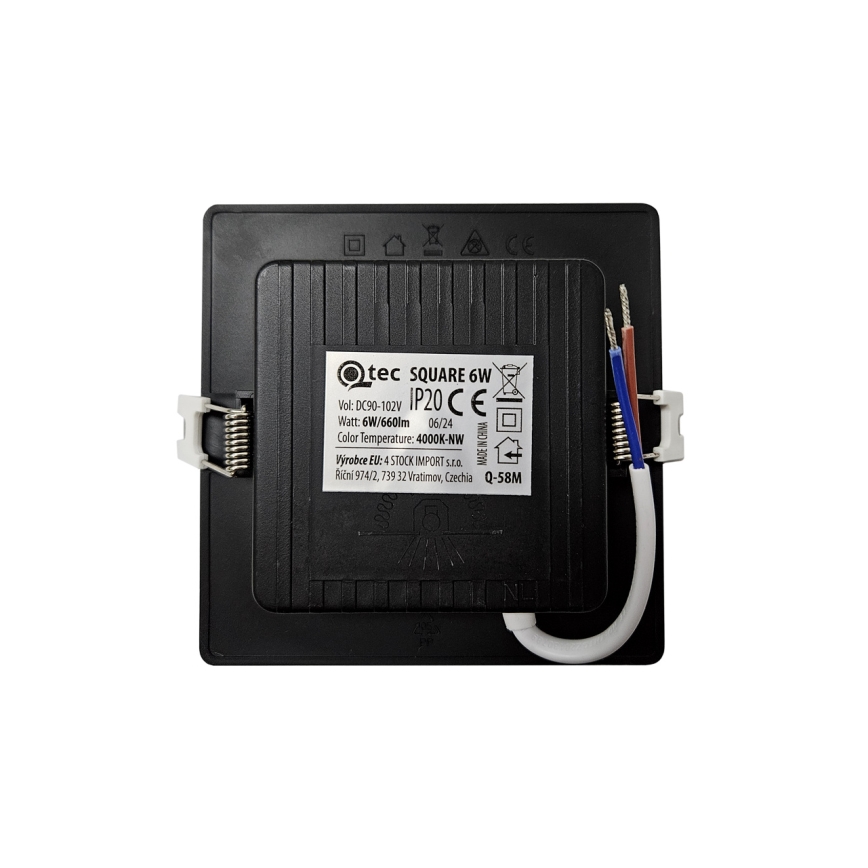 Foco de encastrar LED SQUARE LED/6W/230V 4000K 12x12 cm preto