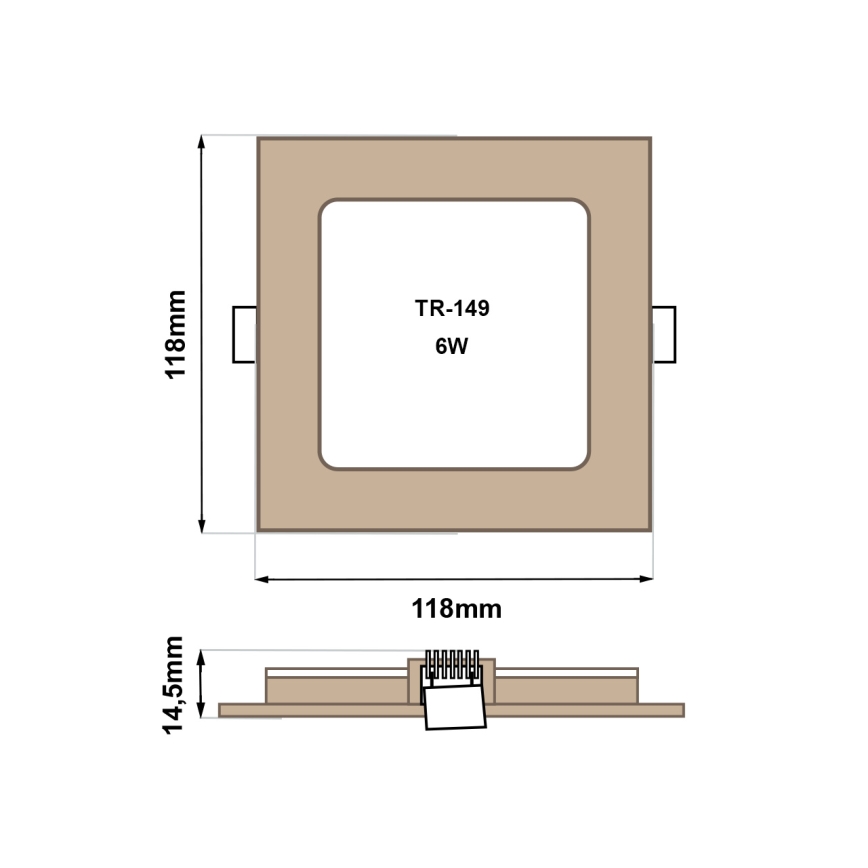 Foco de encastrar LED SQUARE LED/6W/230V 4200K 11,8x11,8 cm castanho