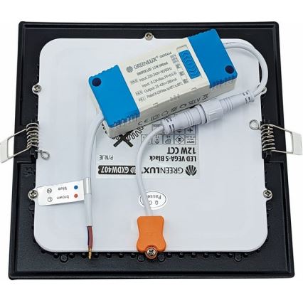 Foco de encastrar LED VEGA LED/12W/230V 2900/3900/5800K 17,5x17,5 cm preto