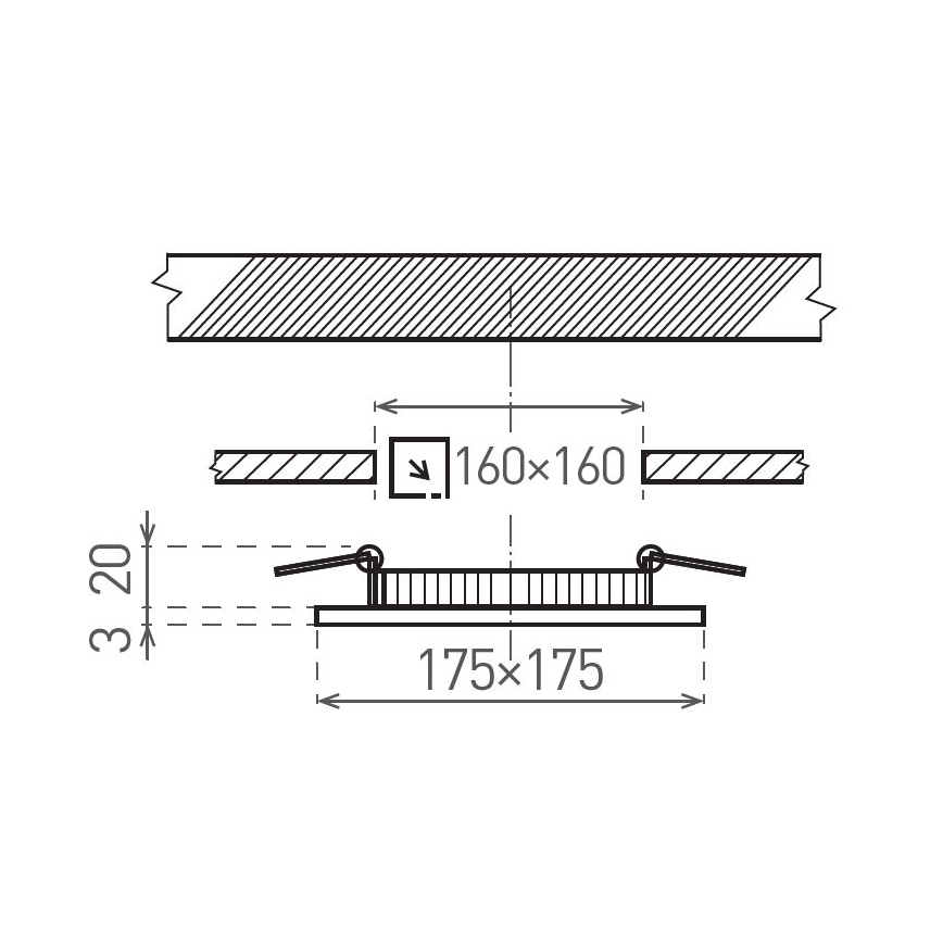 Foco de encastrar LED VEGA LED/12W/230V 2900/3900/5800K 17,5x17,5 cm preto